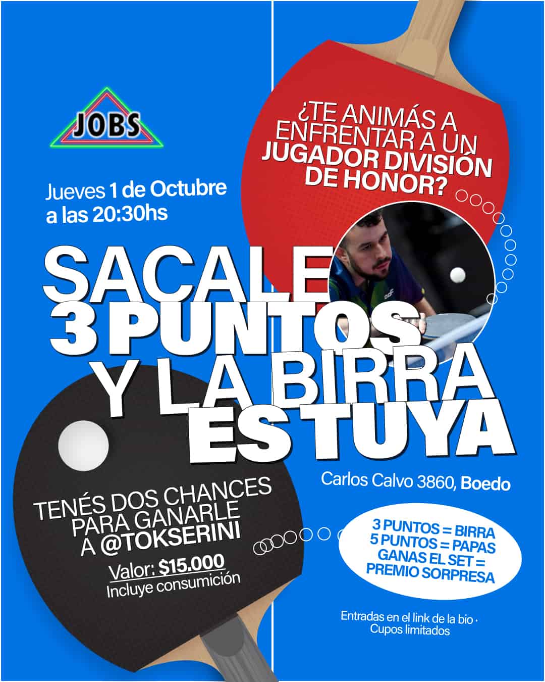 ¿Creés que podés ganarle a un profesional de Ping Pong? En Jobs Boedo