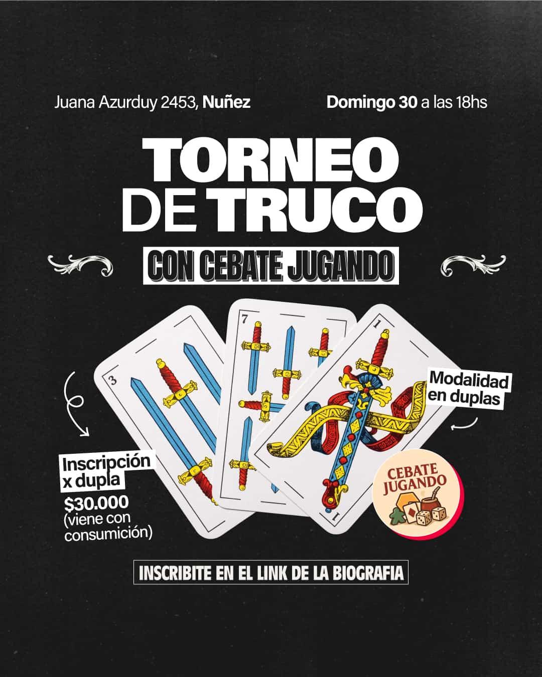 TORNEO DE TRUCO CON CEBATE JUGANDO en JOBS NUÑEZ