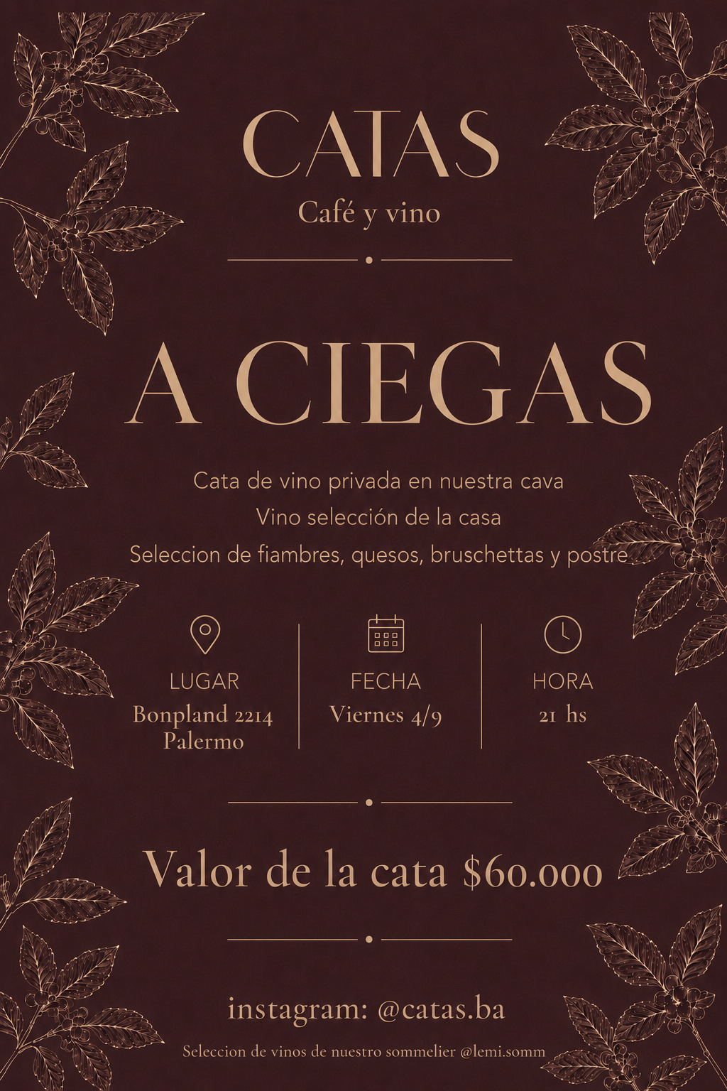CATA de vinos sabado 04/09 - A ciegas